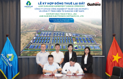 Lễ ký hợp đồng thuê lại đất và bàn giao đất với Công ty TNHH Điện Tử Gushine (Việt nam) tại AN Phát 1