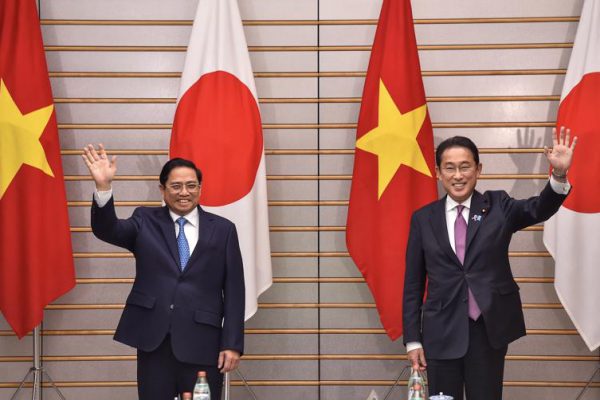 Thủ tướng Phạm Minh Chính và Thủ tướng Nhật Bản Kishida Fumio tại Hội đàm cấp cao Việt Nam-Nhật Bản. Ảnh: VGP.